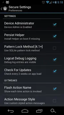 Secure Settings android App screenshot 3